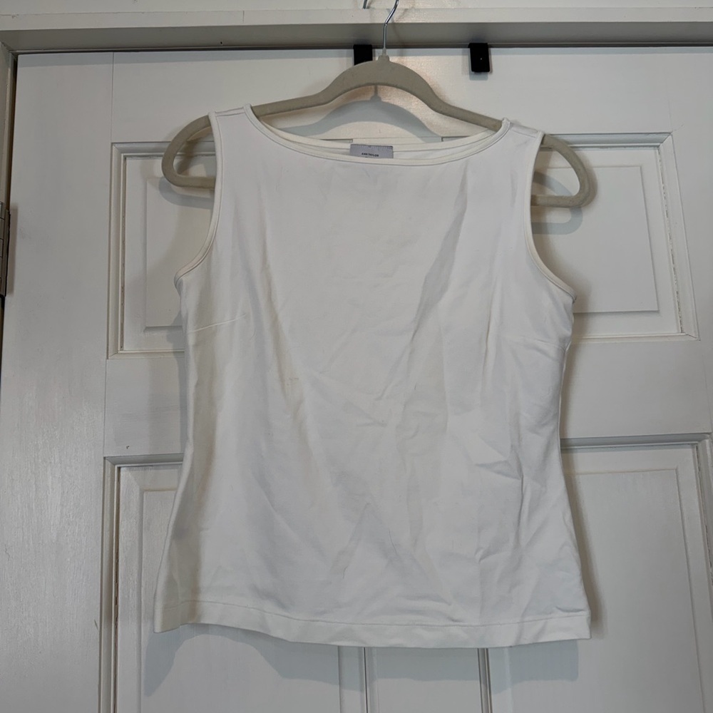 LOFT White Boat Neck Tank Top